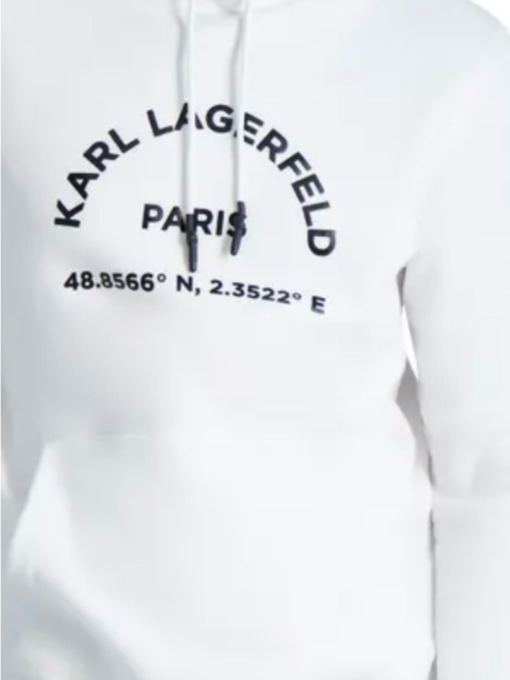 Karl Lagerfeld White Hoodie with Black Logon